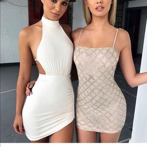 ‘Ruched and Ready’ Mini Dress in Oyster White